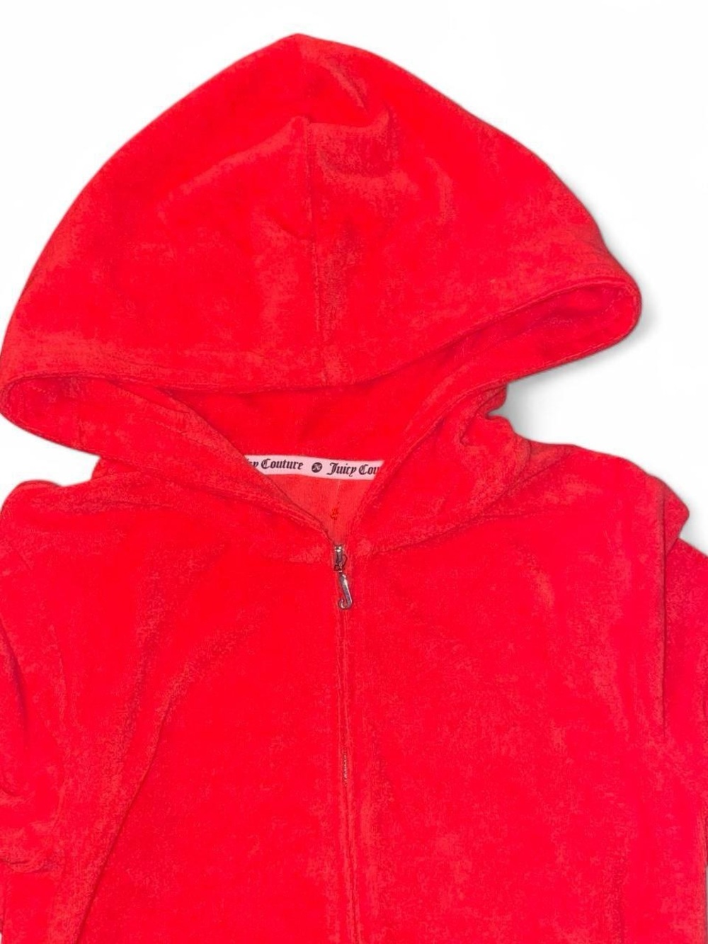 Juicy Couture W Red Terry Hoodie Sweater Jacket Y2K Hibiscus Flower Print - Picture 3 of 6
